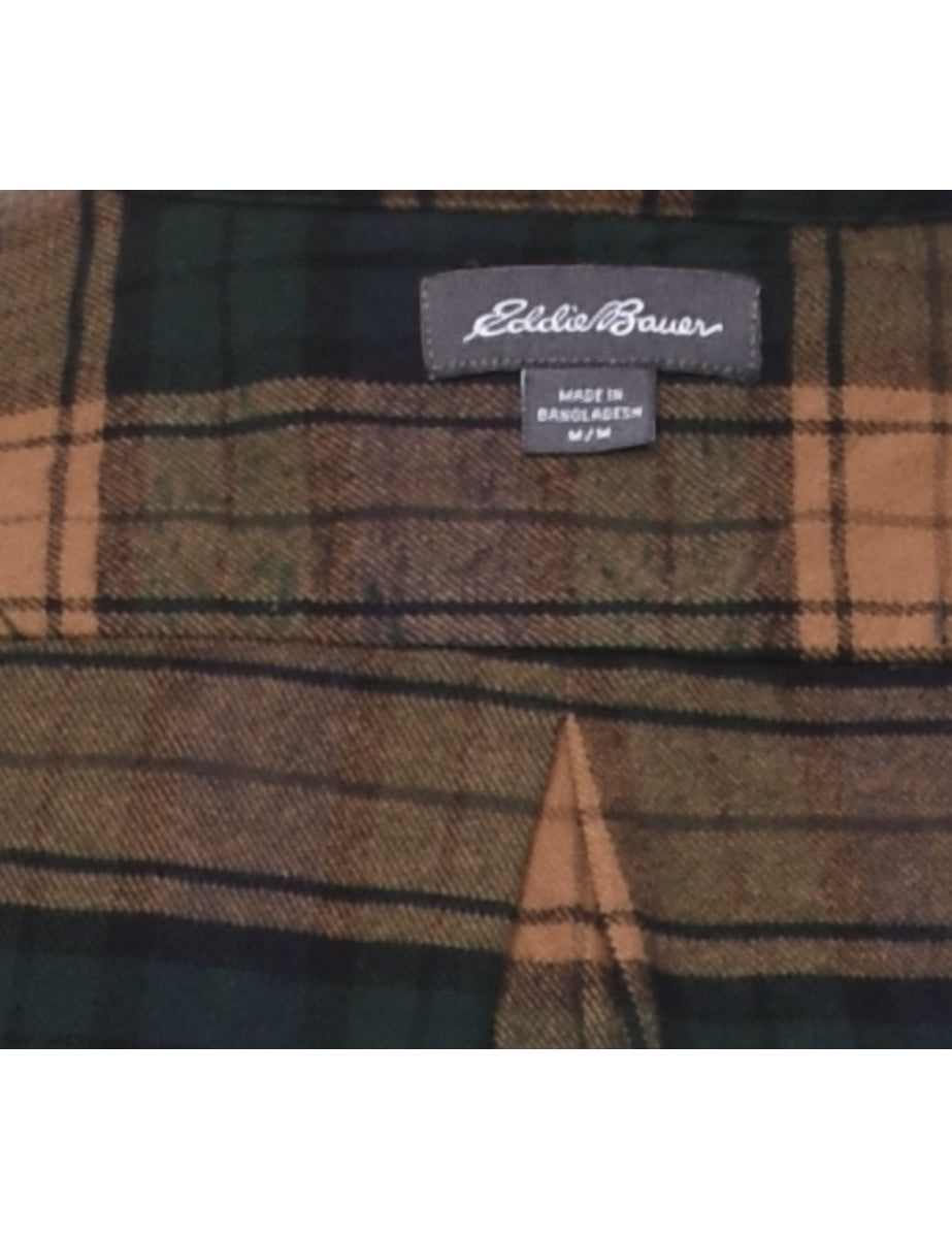 Eddie Bauer Beige & Black Flannel Shirt - M
