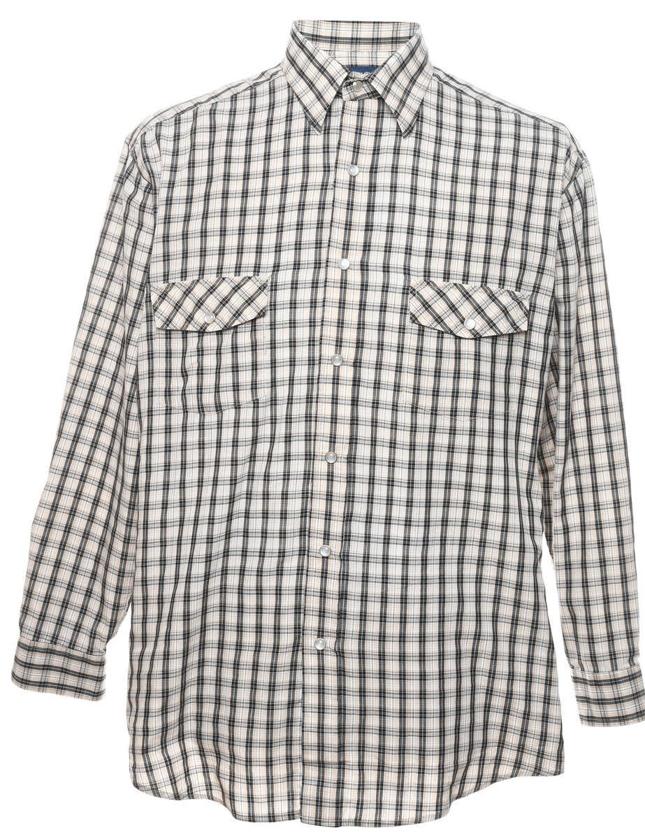 Off White Checked Western Shirt - M