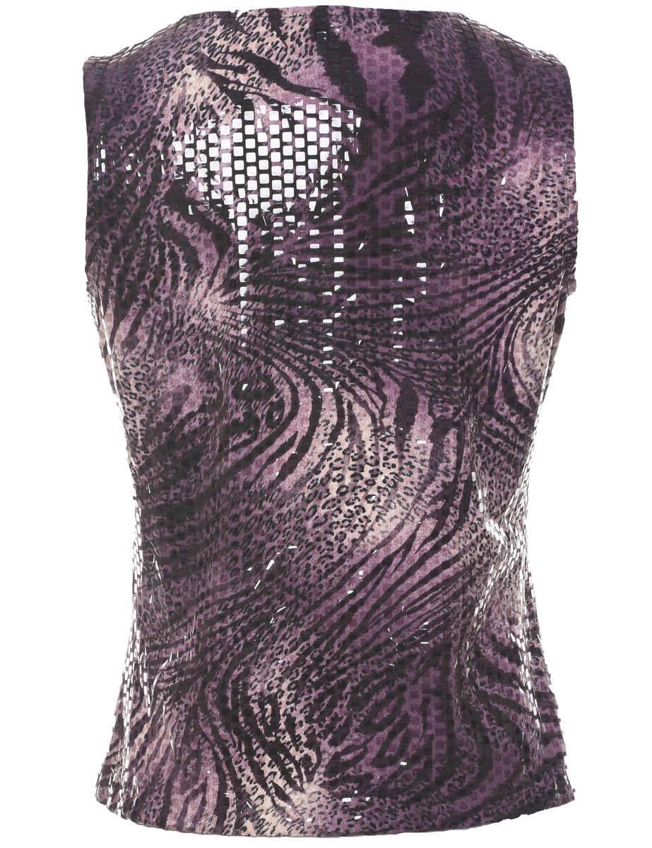 Animal Print Y2K Evening Top - S