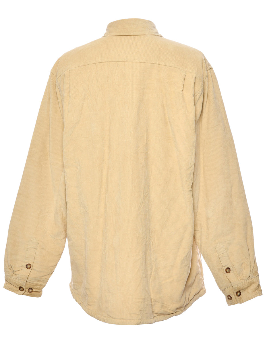Beige Fur Lined Corduroy Shirt - L