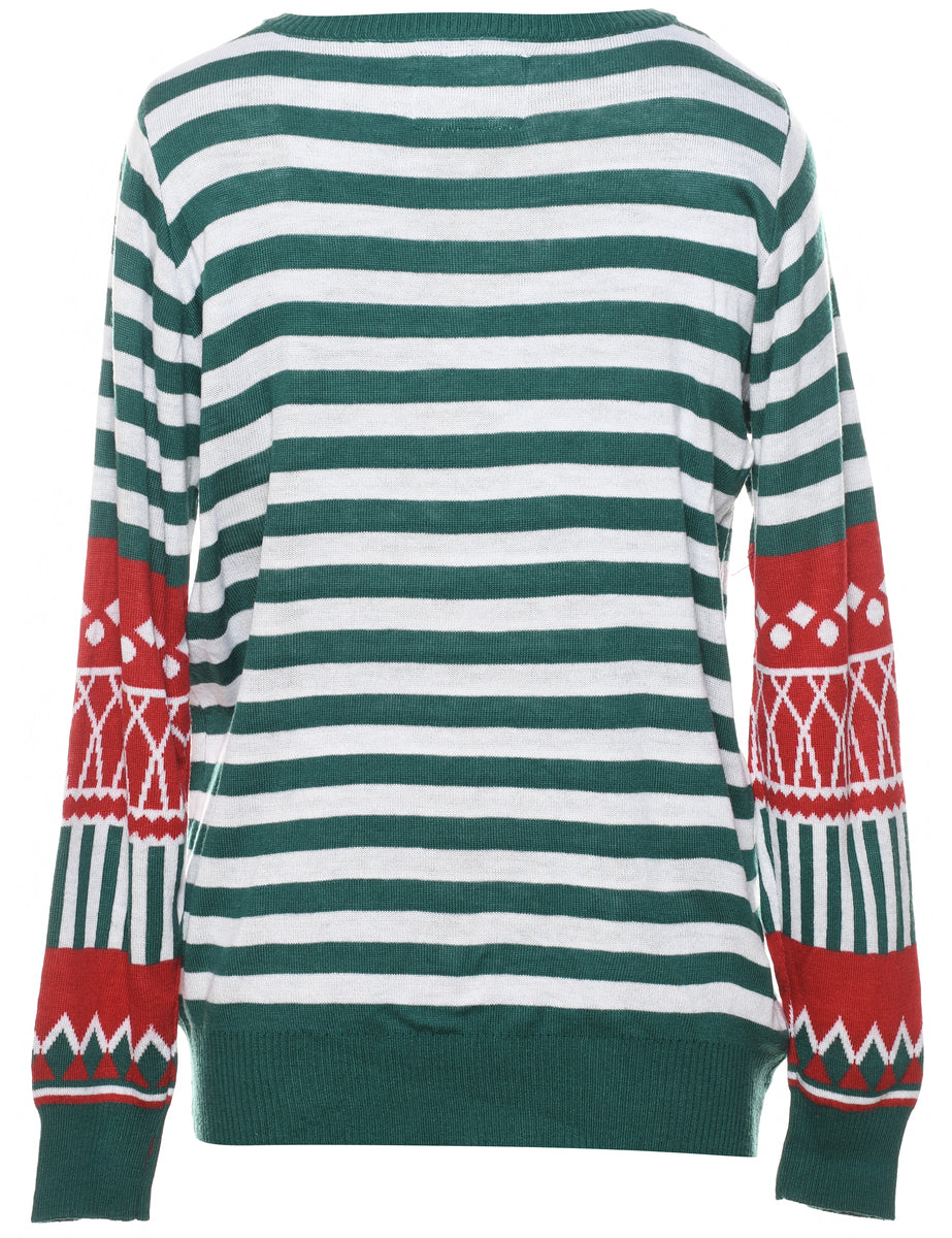 Striped Christmas Jumper - L