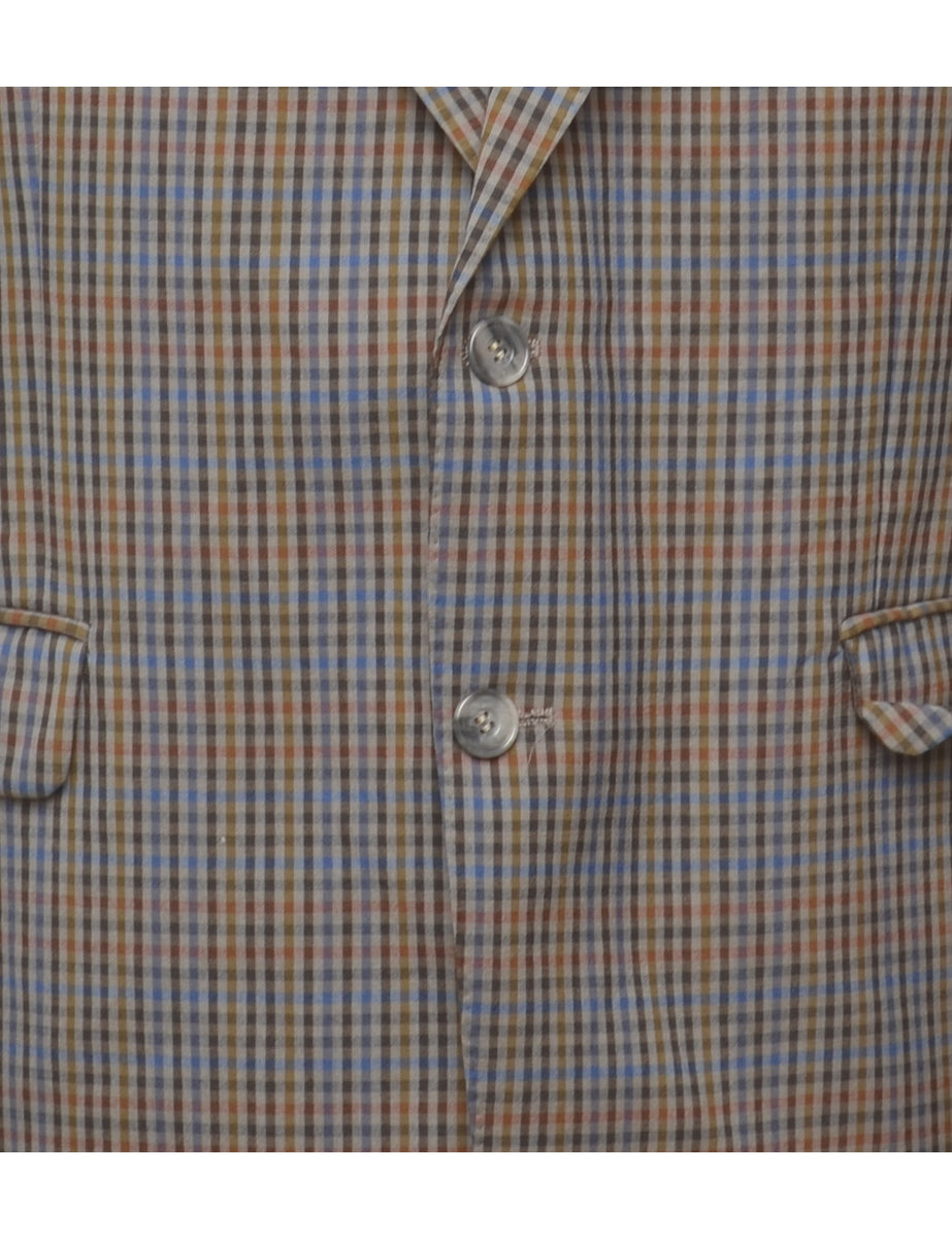 Gingham Pattern Blazer - M