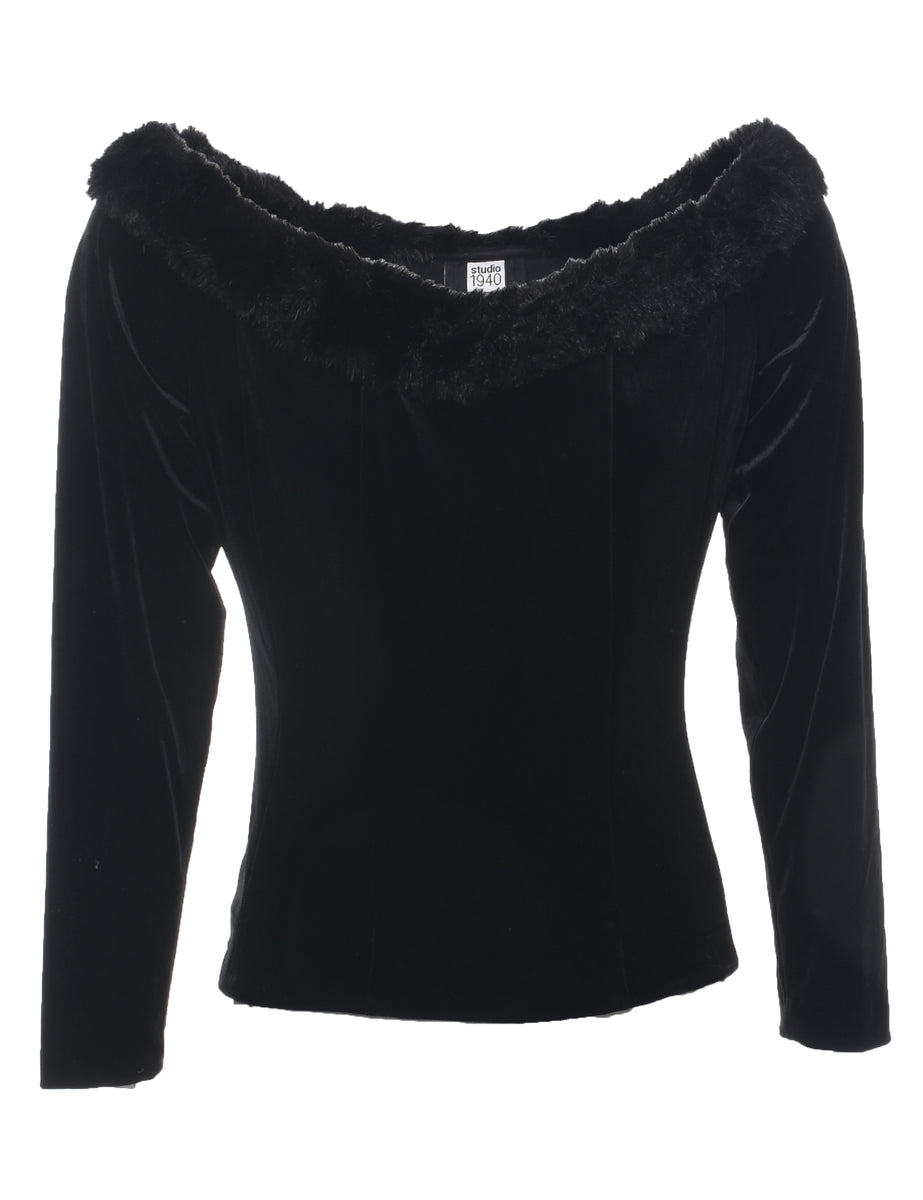 Velvet Black Evening Top - M