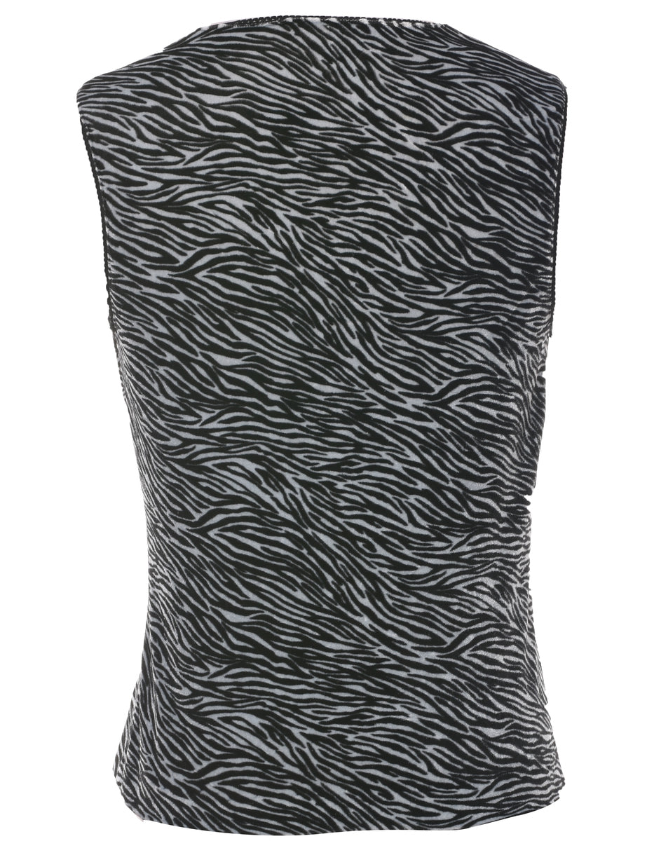 Animal Print Velvet Evening Top - M