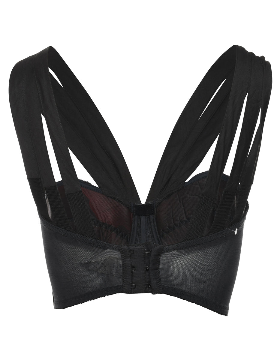 Black Pleated Boned Bustier - S