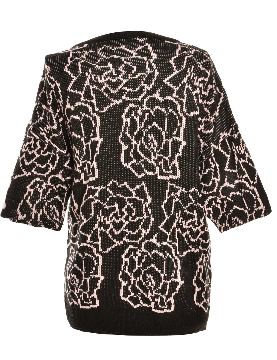 Patterned Black Jumper - M