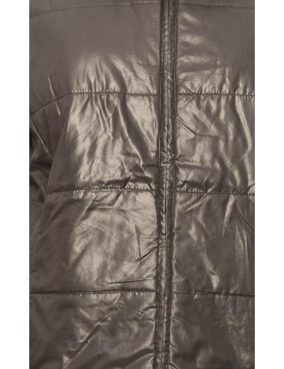 Black Classic Zip-Front Puffer Jacket - M