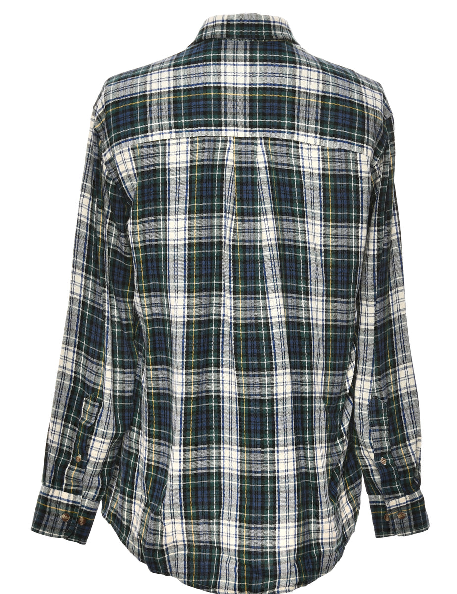Long Sleeved Green Checked Shirt - M