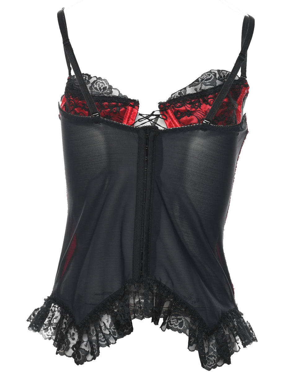 Red Lace-up top - M