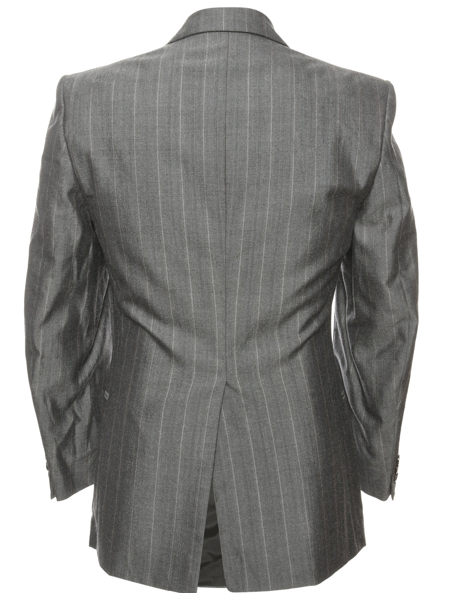 Striped Grey & White Blazer - M