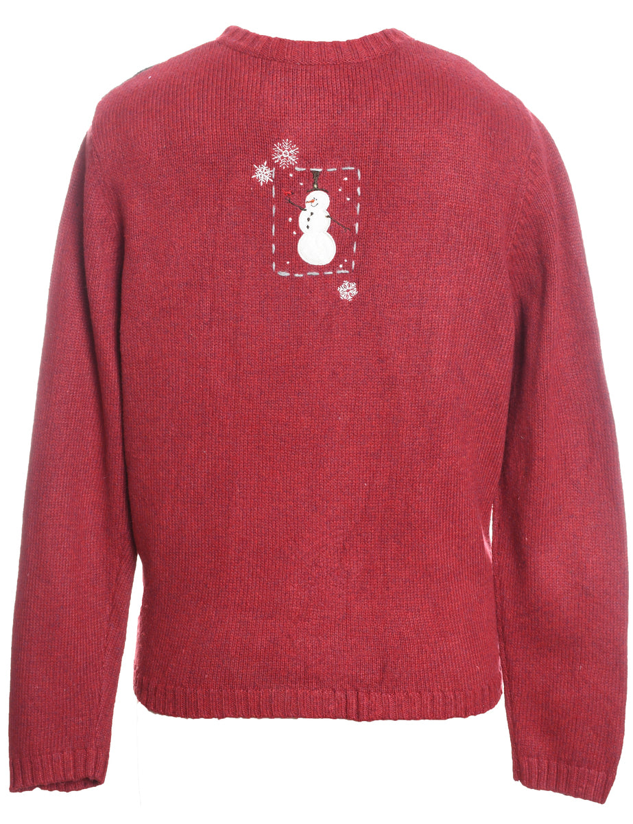 Snowman Christmas Cardigan - M