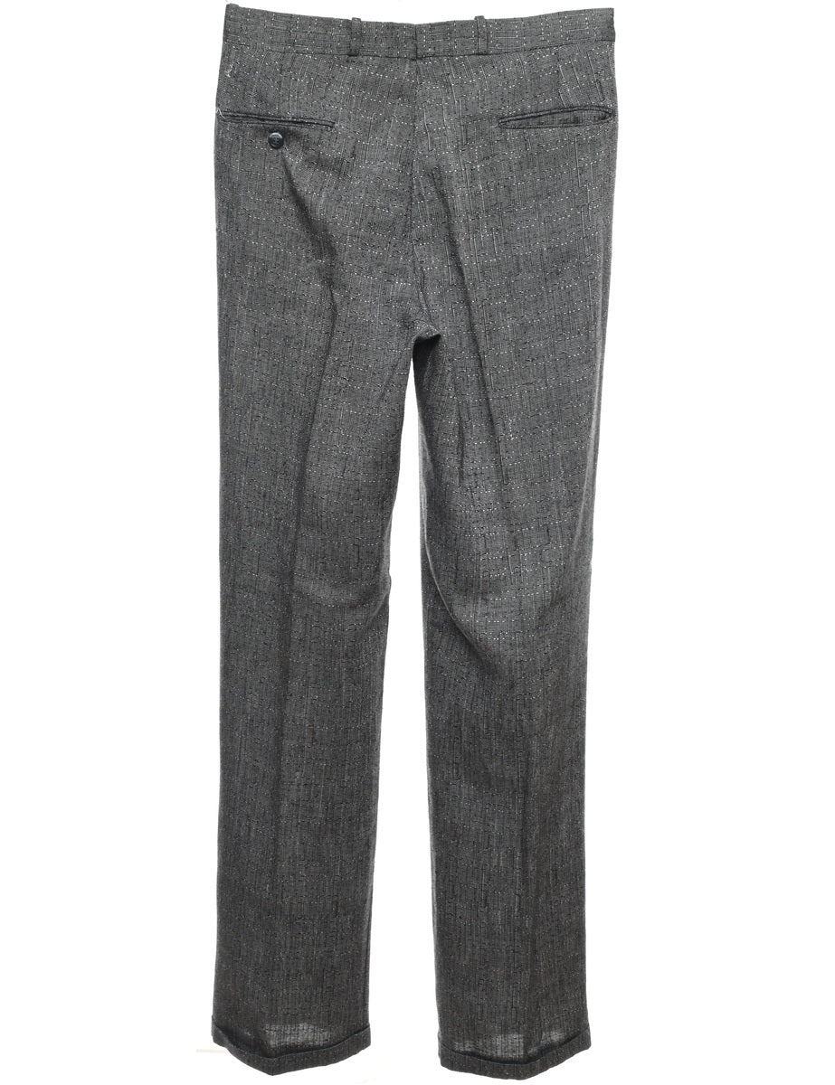 Grey & Black Patterned Trousers - W30 L34