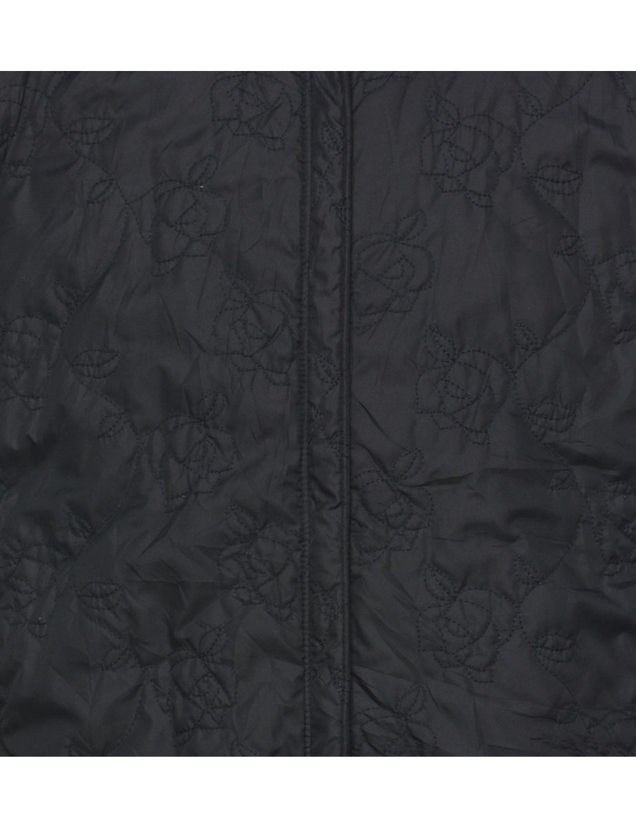 Columbia Embroidered Black Zip-Front Puffer Jacket - L