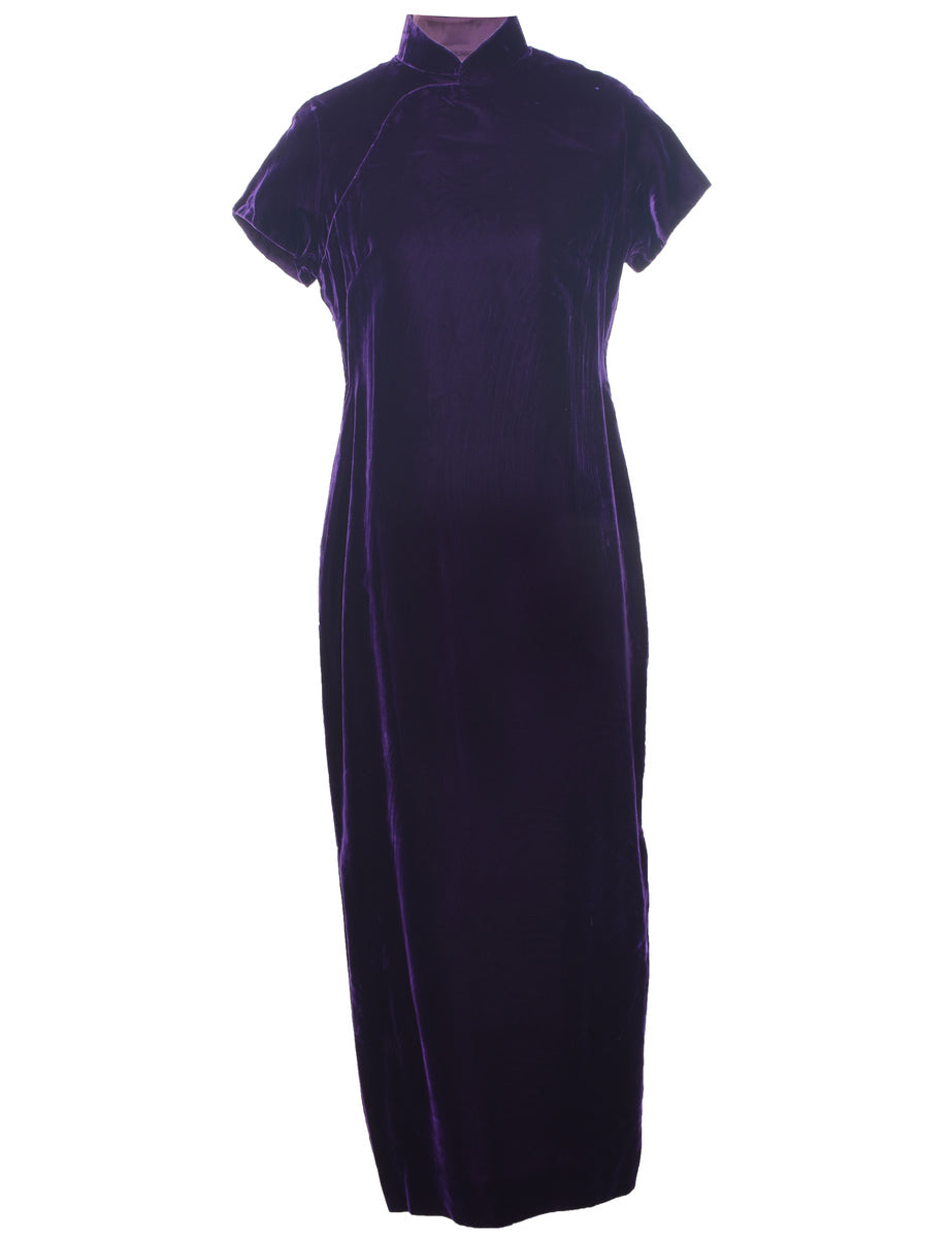 Velvet Purple Evening Dress - M
