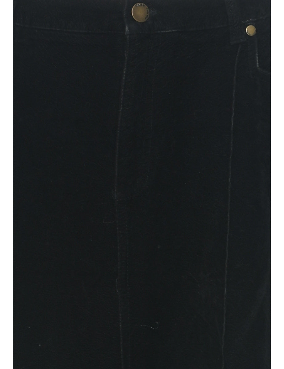 Velour Black Midi Skirt - M