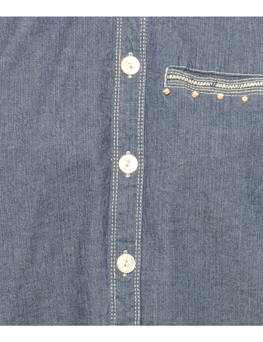 Beaded Denim Jacket - L