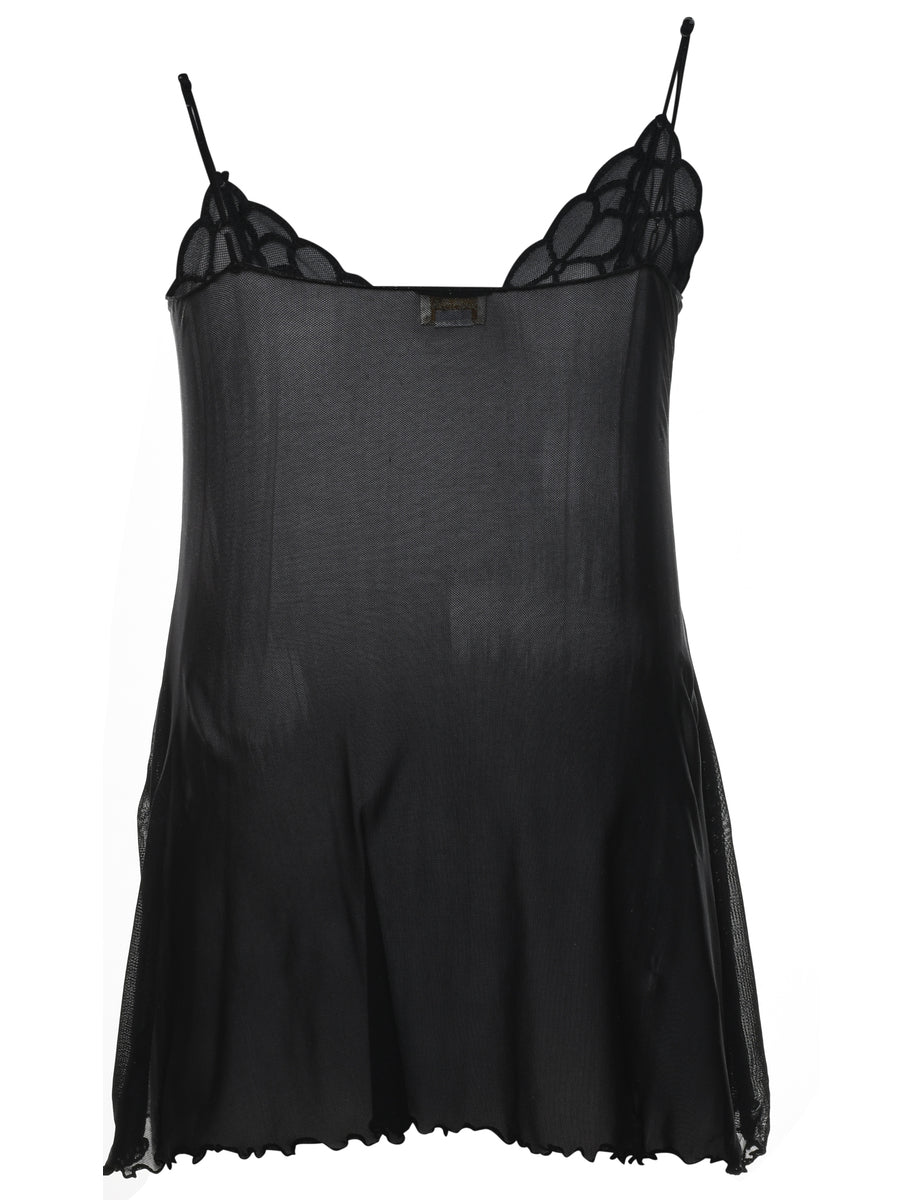 Black Classic Sheer Slip Dress - S