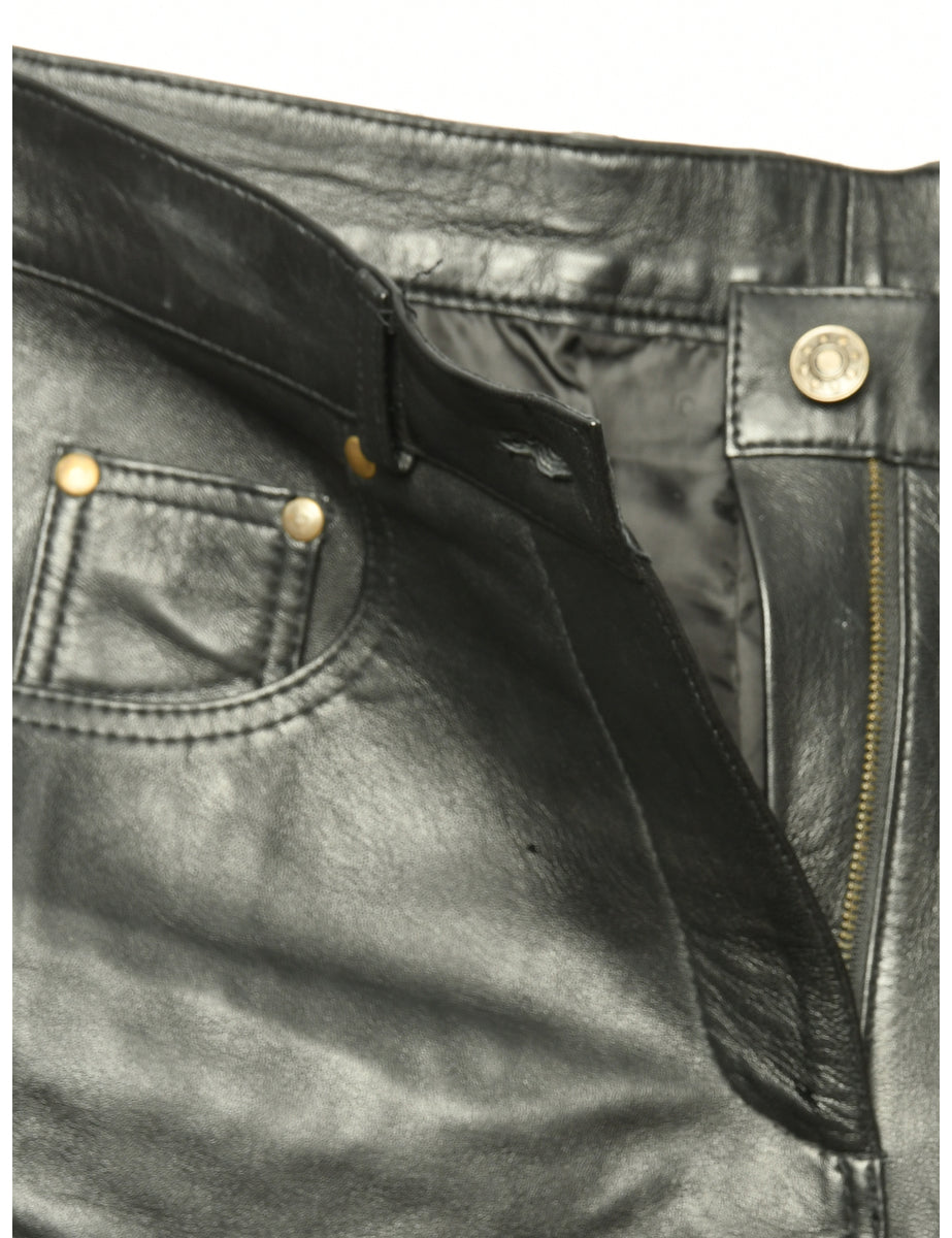Black Leather Trousers - W34 L28