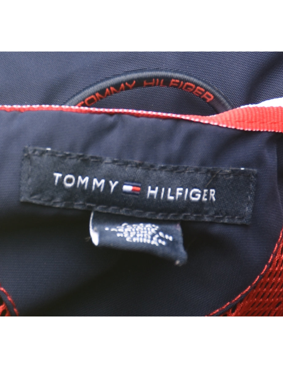 Tommy Hilfiger Navy & Red Zip-Front Hooded Jacket - S