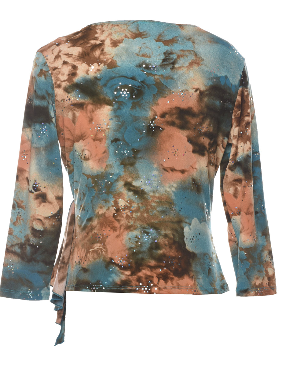 Abstract Print Y2K Evening Top - L