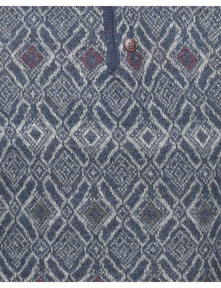Patterned Navy Jumper - M