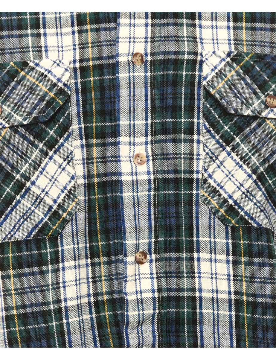 Long Sleeved Green Checked Shirt - M