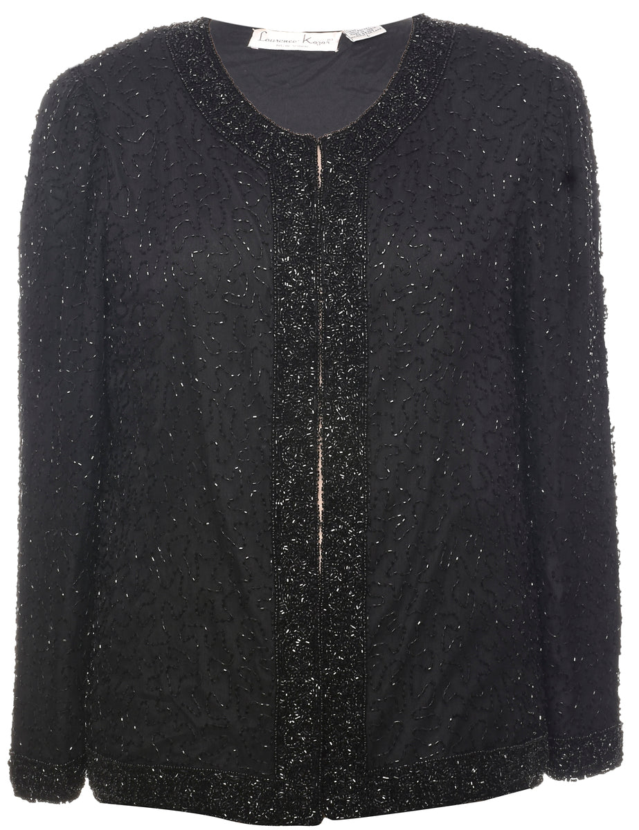 Silk Beaded Evening Jacket - L