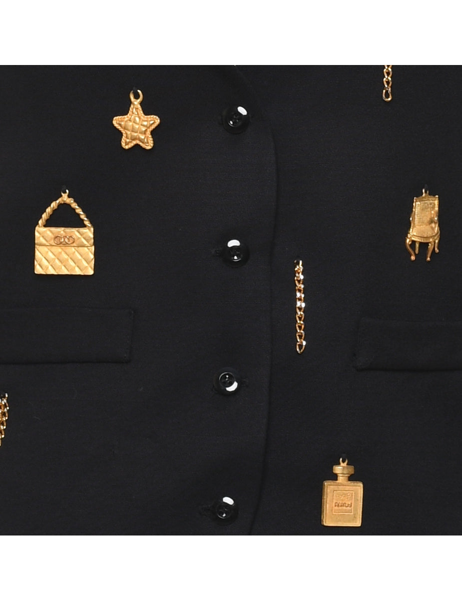 Nautical Black Waistcoat - M
