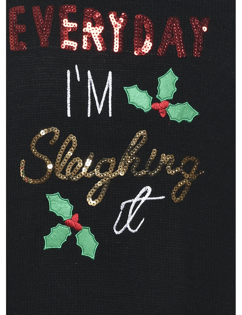 Black Christmas Jumper - L