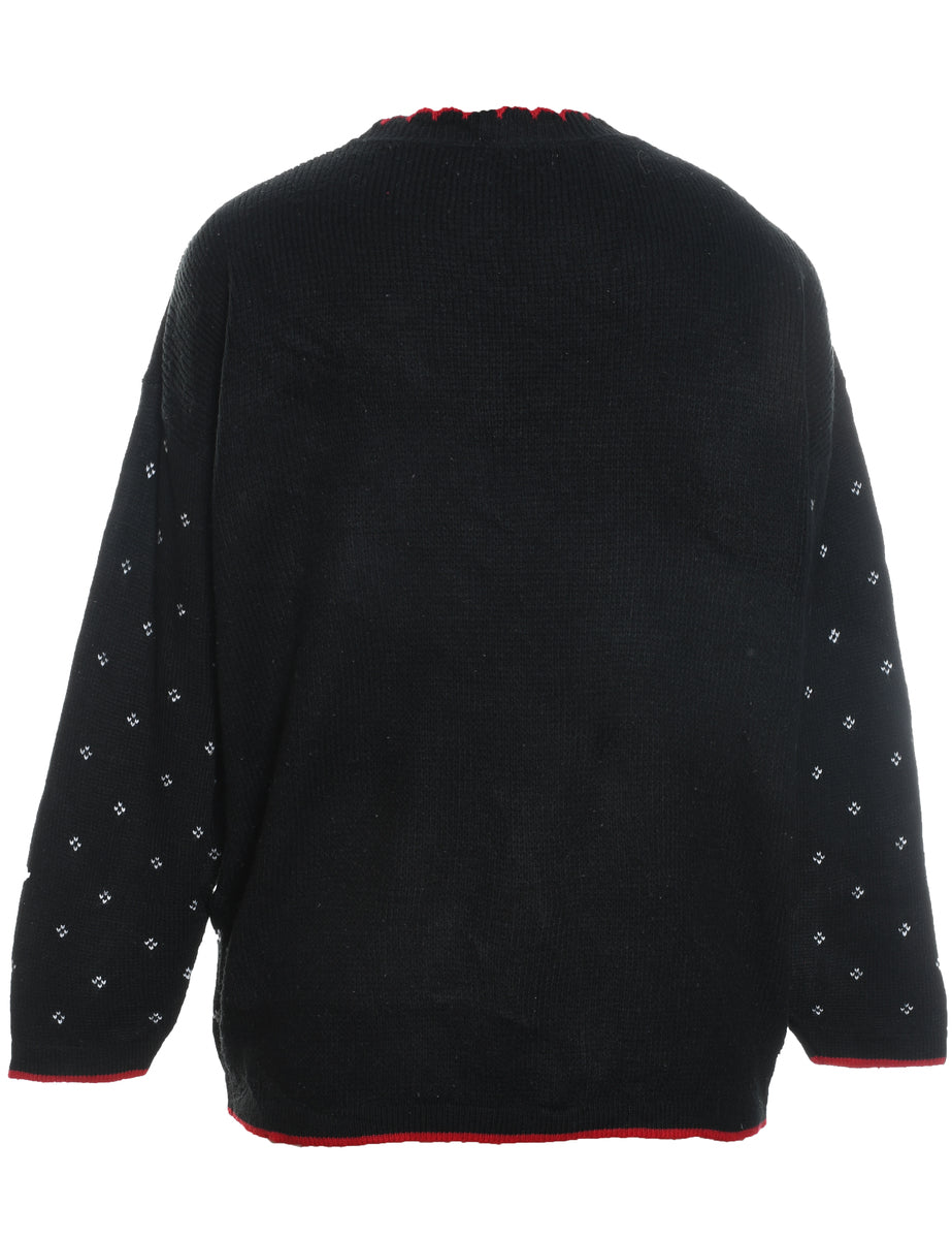 Teddy Bear Print Christmas Jumper - M