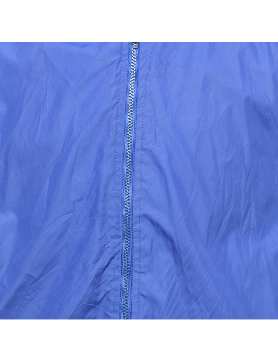 Blue & Turquoise Zip-Front Nylon Jacket - L