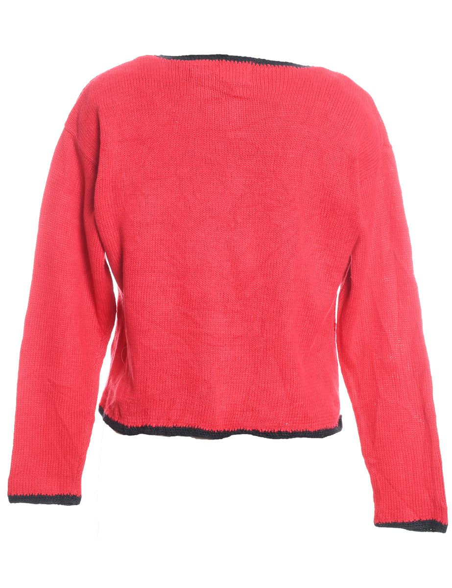Teddy Bear Print Christmas Cardigan - S
