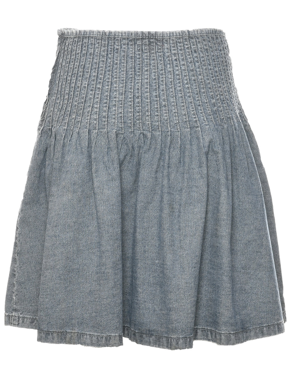Denim Pleated Skirt - M
