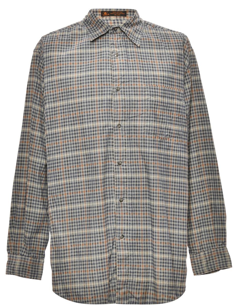 Navy & Grey Checked Shirt - L
