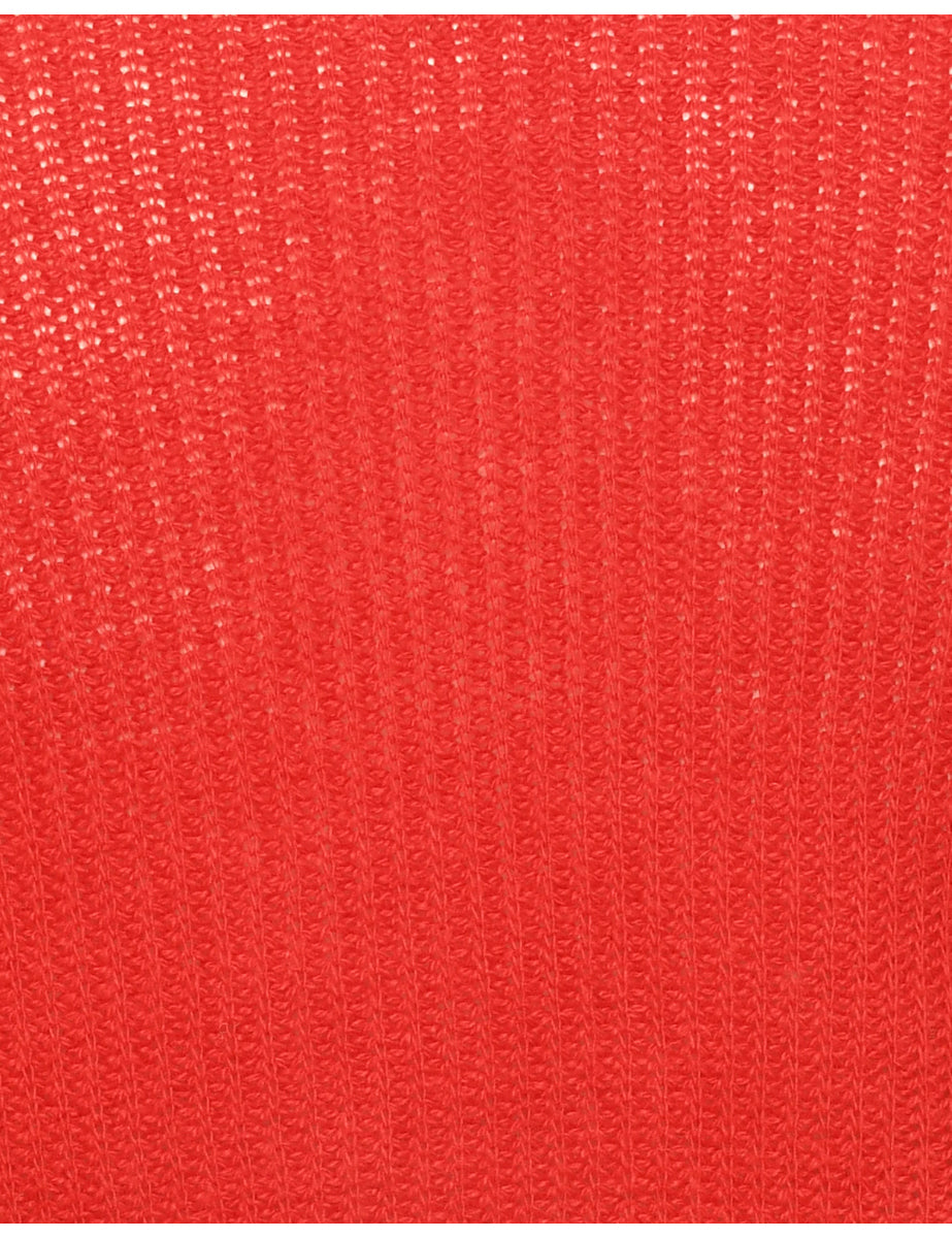 Hand Knitted Red Jumper - M