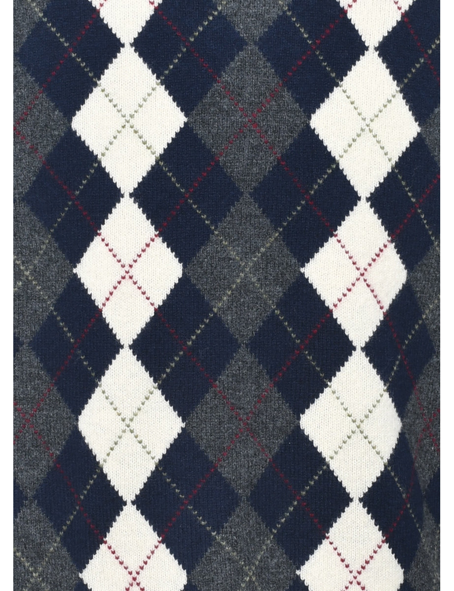 Navy Argyle Jumper - XL