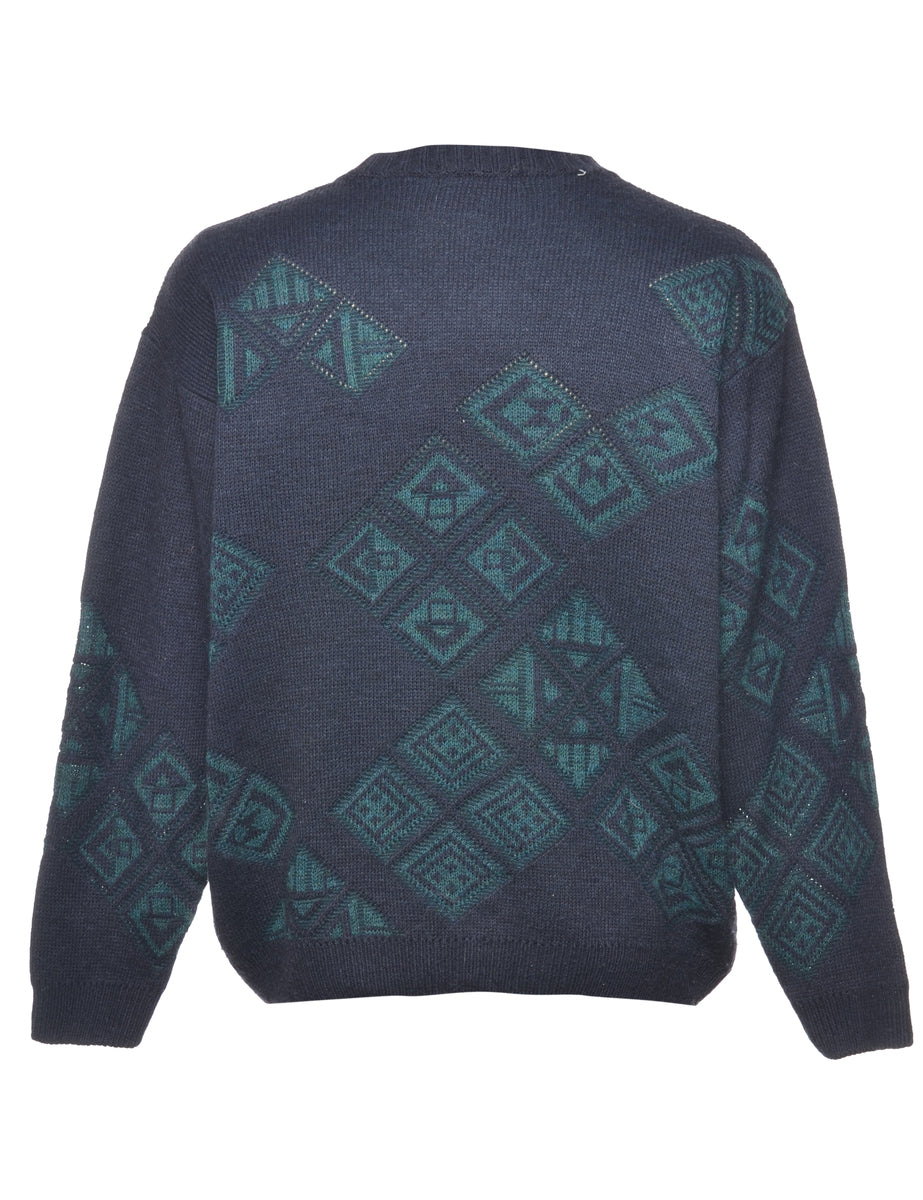 Long Sleeved Navy Jumper - L
