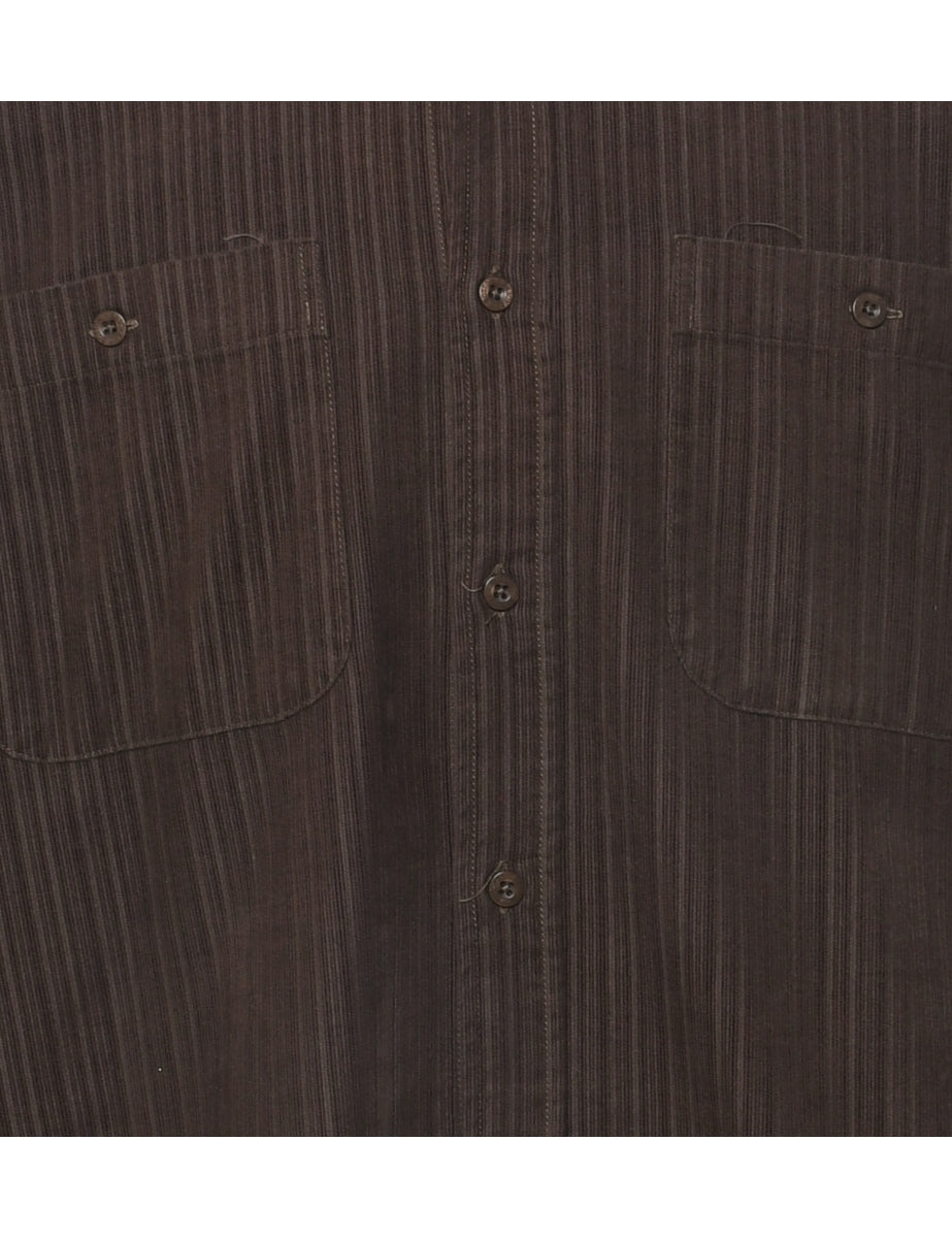 Corduroy Striped Pattern Shirt - M