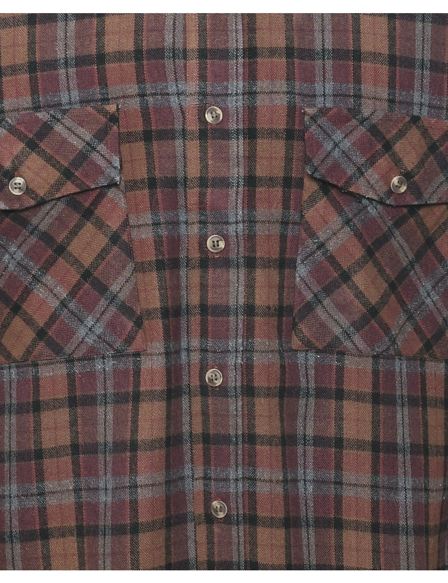 Dark Brown Plaid Shirt - M