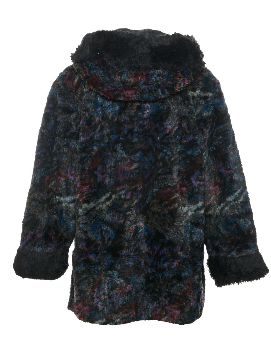 Multi-colour Faux Fur Coat - M
