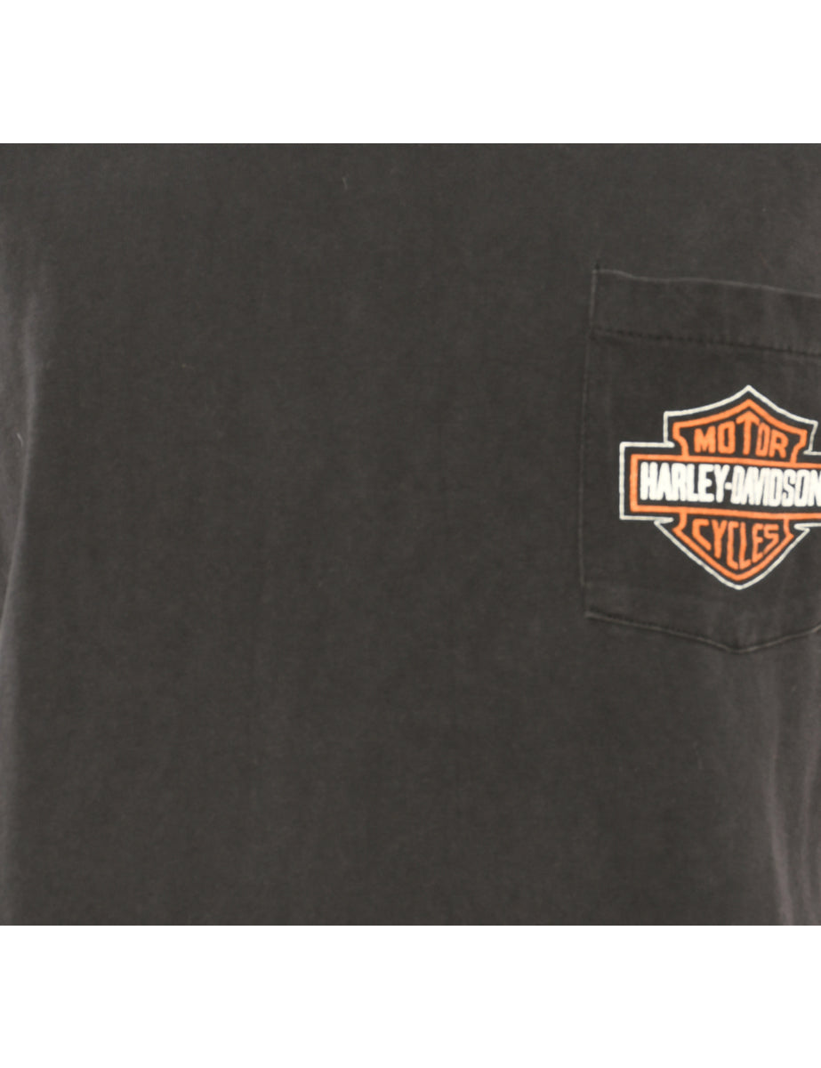 Black Harley Davidson Printed T-shirt - L