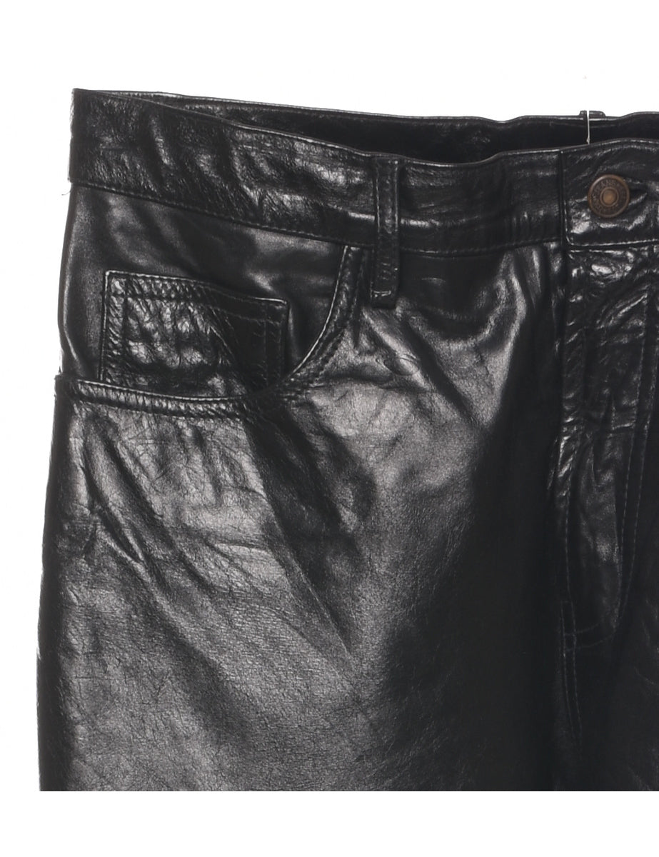 Black Leather Trousers - W30 L30