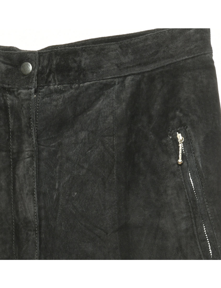 Black Suede Trousers - W30 L31