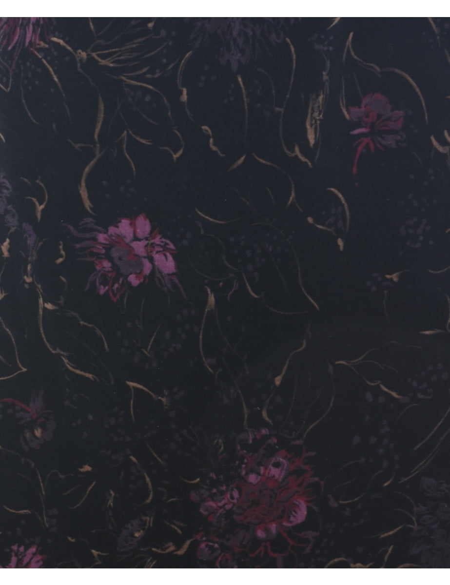 Velvet Floral Midi Skirt - S
