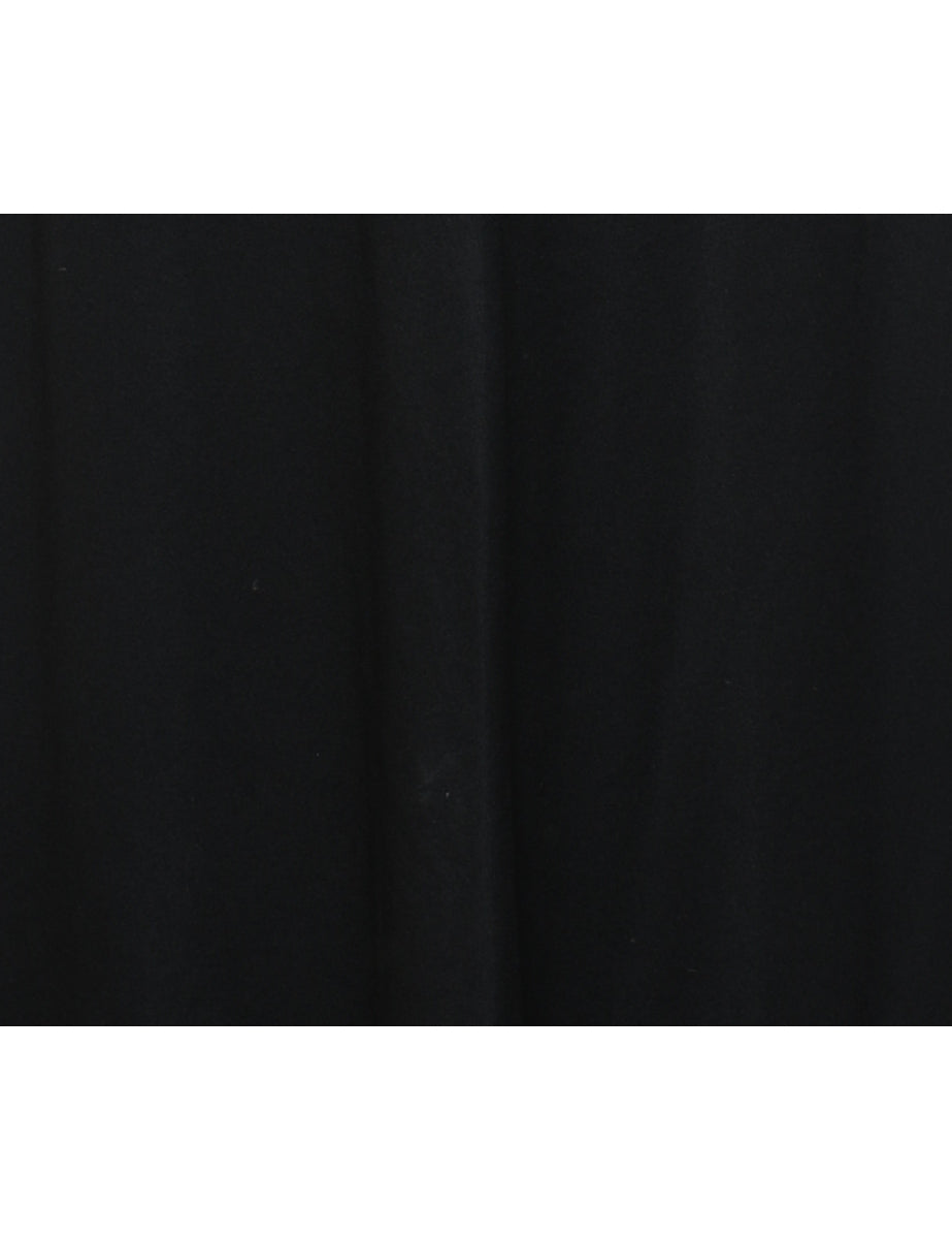 1970s Black Ruched Front Maxi Dress - S