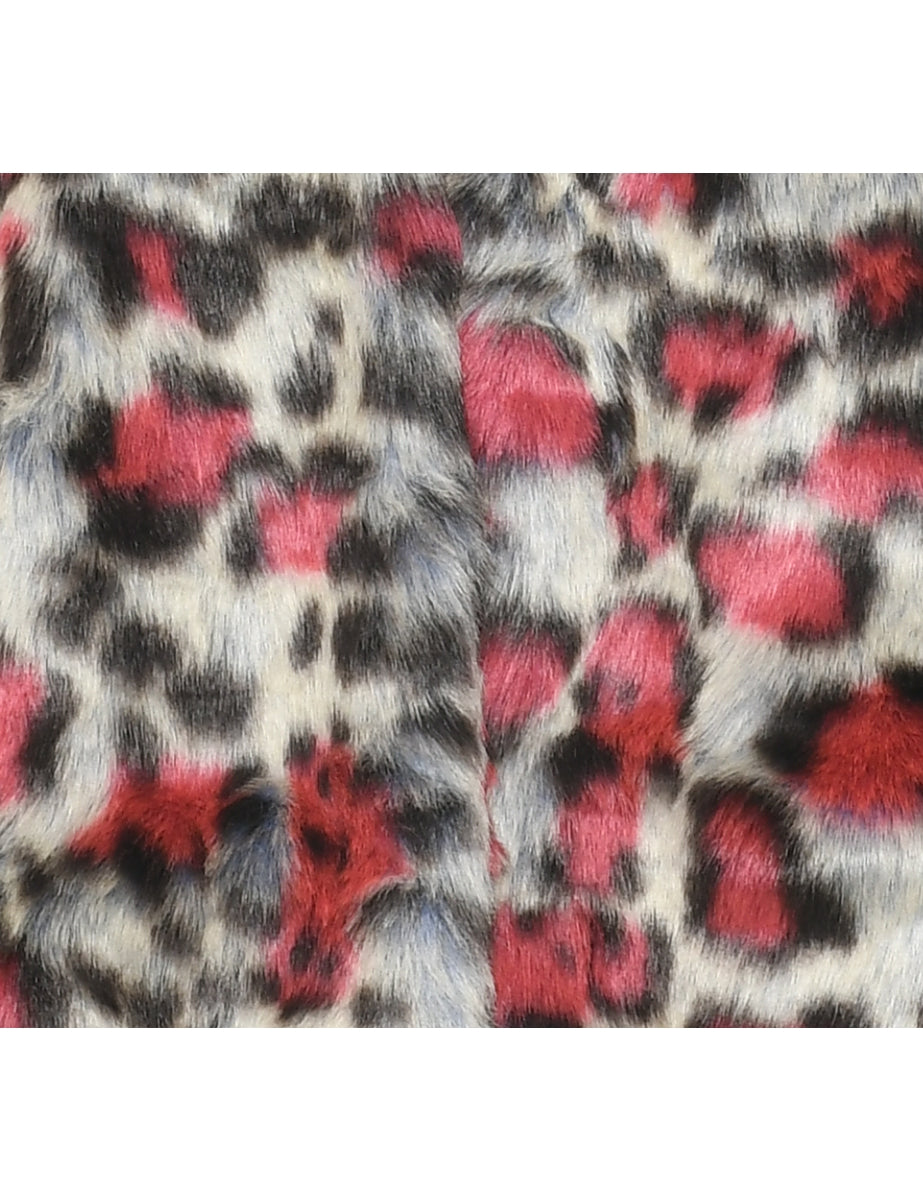 Leopard Print Faux Fur Jacket - M