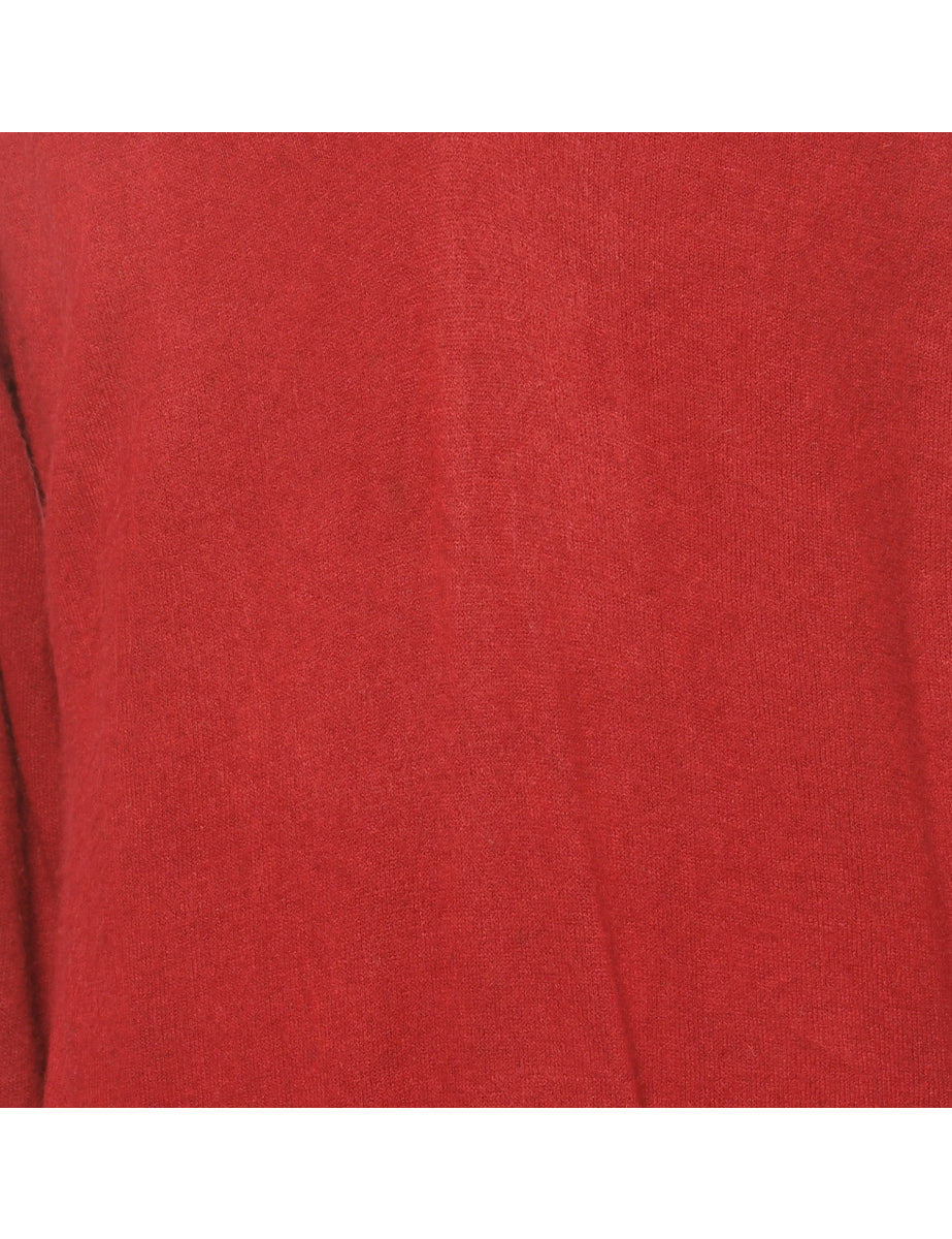 Fine Knit Maroon Jumper - L