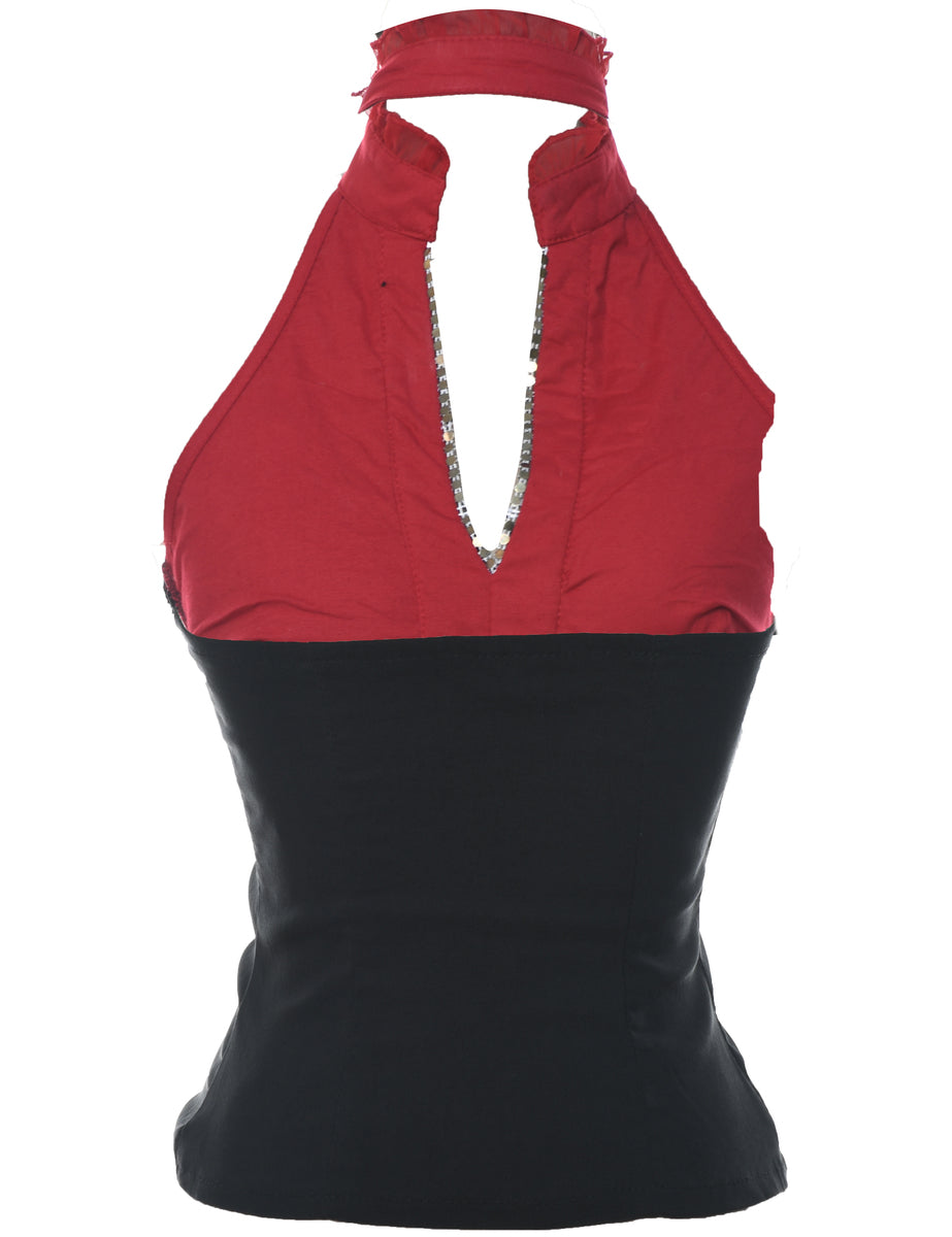 Halterneck Two Tone Top - XS