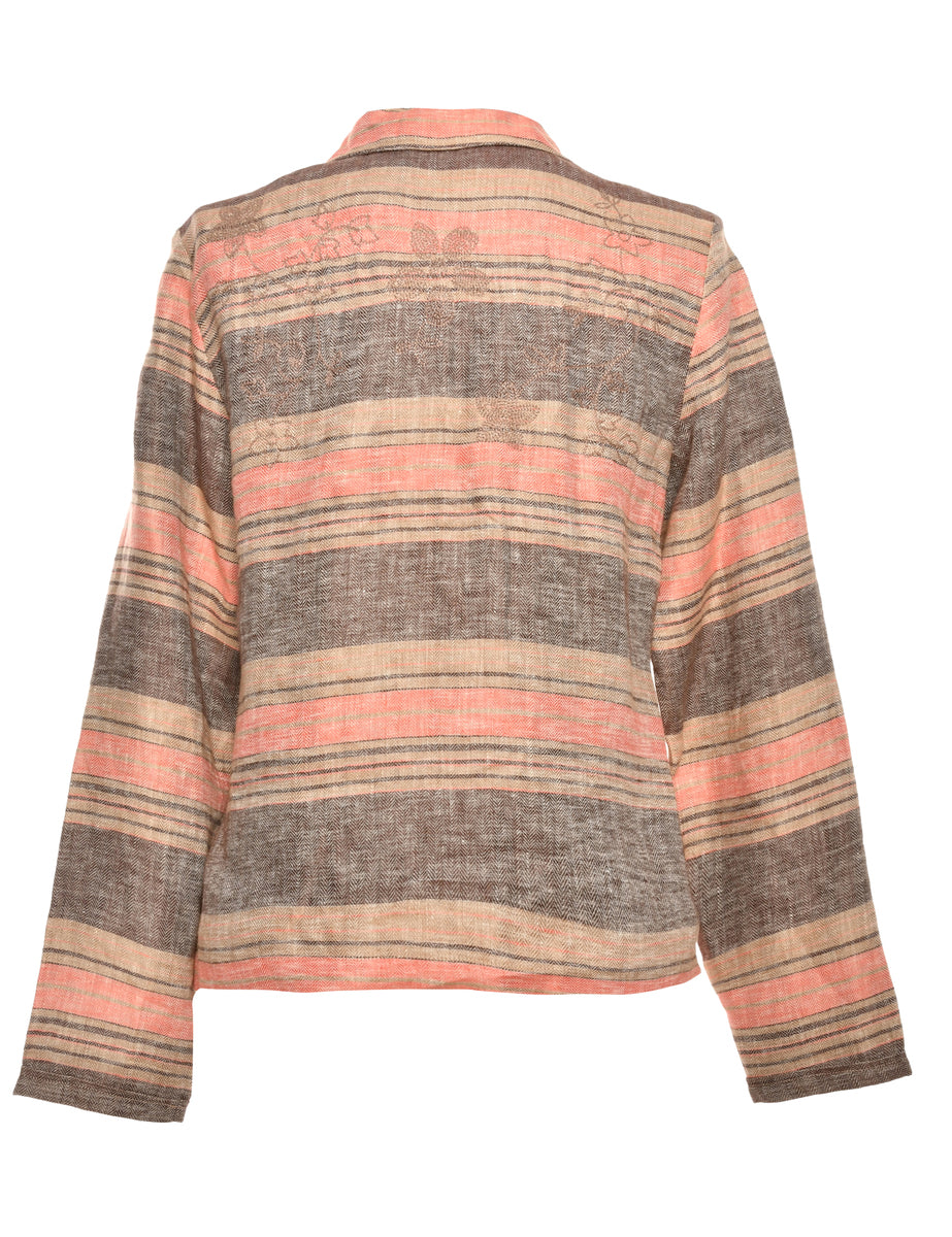Striped Coral & Light Brown Jacket - XL