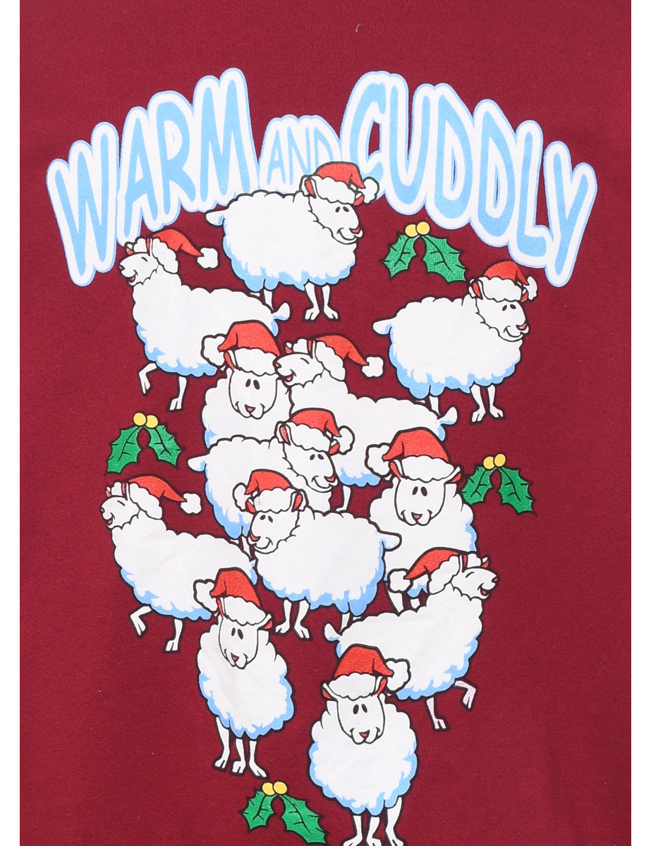 Animal Design Warm Cuddly Christmas Sweatshirt - L